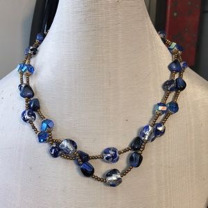 Vintage Vendome Blue Glass Beaded Necklace